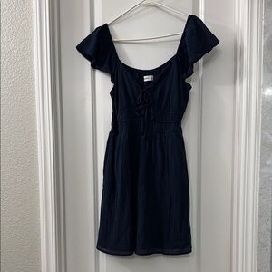 Hollister Dark Blue Mini Dress with Ruffle Sleeves